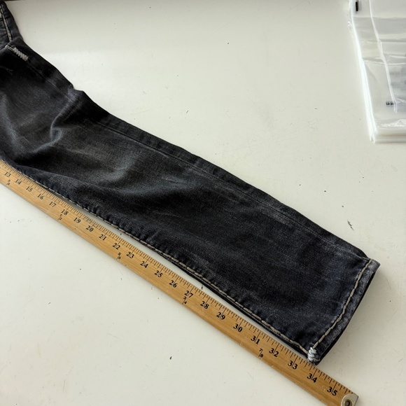 True Religion ROCCO Relaxed Skinny Black Denim Thick Stitch Jeans Mens 30 x 34 - Picture 10 of 12